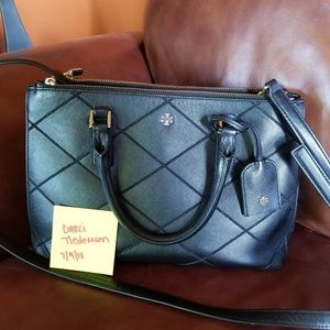 Tory Burch small double zip Robinson tote